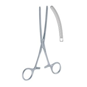 Kleszczyki zaciskowe jelitowe Kocher zagięte 180mm