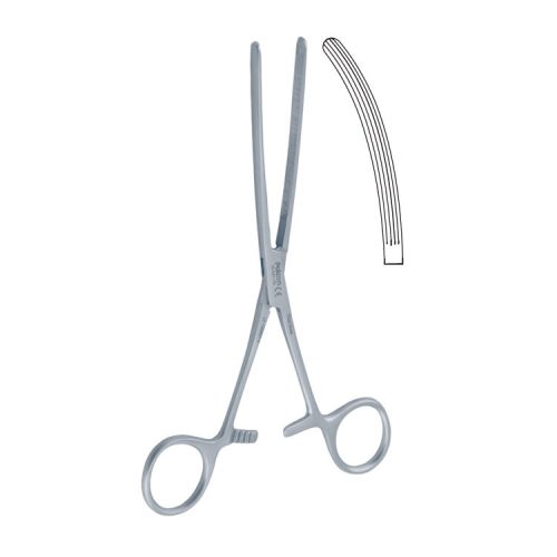 Kleszczyki zaciskowe jelitowe Kocher zagięte 180mm