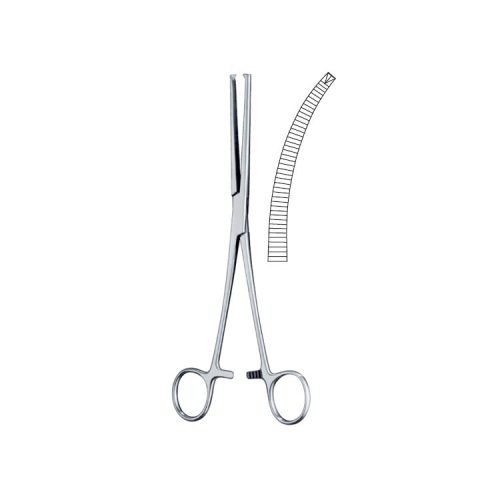Kleszczyki naczyniowe Kocher zagięte 1x2 ząbki, 245mm