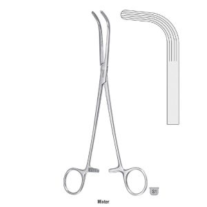Kleszczyki preparacyjne Mixter ząbkowane zagięte pod kątem 90º, 260mm
