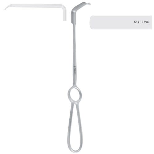 Retractor soft tissue Obwegeser downward 55x12mm, 220mm