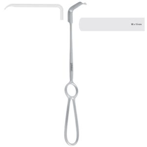Retractor soft tissue Obwegeser downward 80x16mm, 220mm