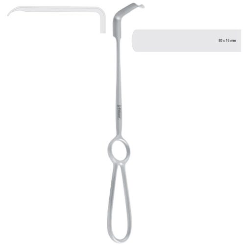 Retractor soft tissue Obwegeser downward 80x16mm, 220mm
