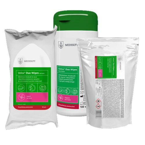 Velox Duo Wipes chusteczki do dezynfekcji powierzchni i sprzętu 100 szt