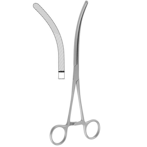 Kleszczyki zaciskowe jelitowe Doyen zagięte 230mm