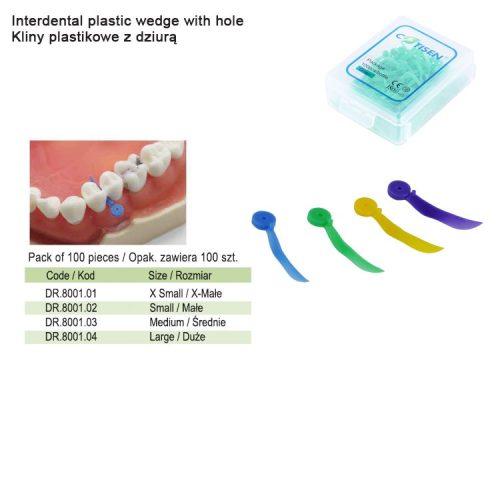 Kliny plastikowe z dziurą 100 szt
