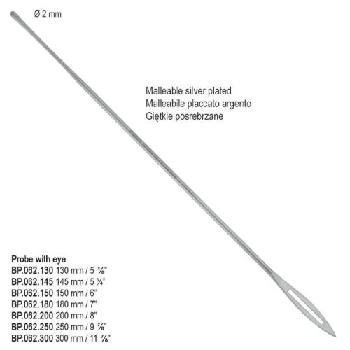 Zgłębnik główkowy z oczkiem posrebrzany 230mm
