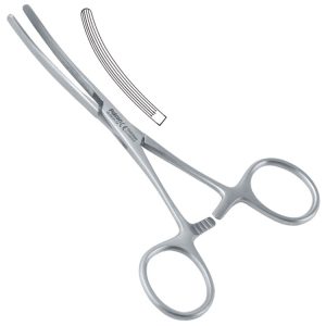 Kleszczyki zaciskowe jelitowe Baby Doyen zagięte 140mm