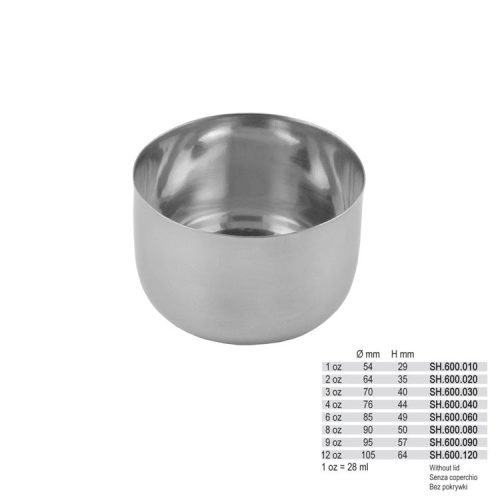 Miseczka typ I 'Gallipot' bez pokrywy, stal nierdzewna 4oz