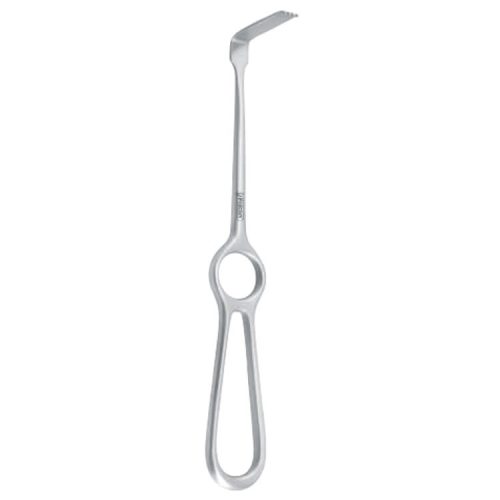 Retractor TMJ condyle Falcon serrated 40x10mm, 210mm