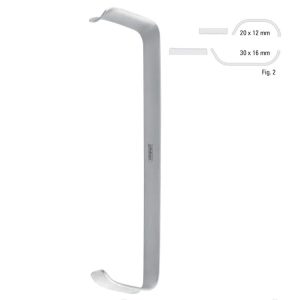 Retractor soft tissue Tessier serrated fig.2, 150mm