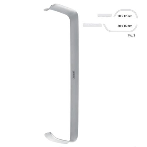 Retractor soft tissue Tessier serrated fig.2, 150mm