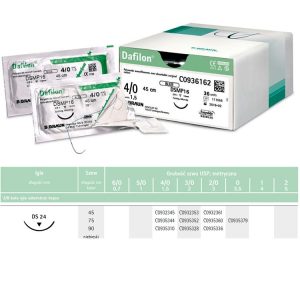Dafilon nici chirurgiczne niewchłanialne niebieski 4/0 75cm ds24, 36szt.