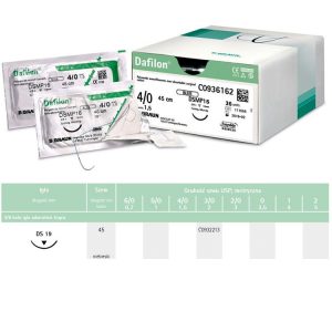 Dafilon nici chirurgiczne niewchłanialne niebieski 3/0 45cm ds19, 36szt.