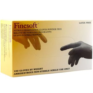 Finesoft Rękawiczki nitrylowe czarne bezpudrowe roz.S (100 szt.)